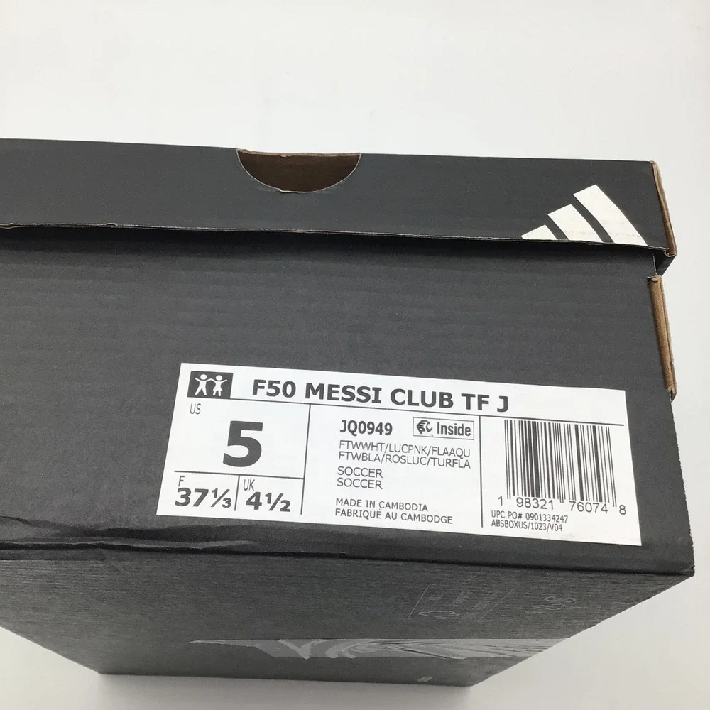 Adidas F50 Messi Club TF J Kids Soccer Shoes White Pink Aqua JQ0949 Size 5 Y NEW